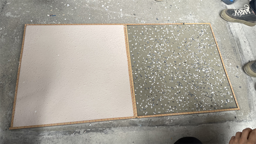 彩石無(wú)機(jī)磨石、水性環(huán)氧無(wú)機(jī)磨石攤鋪完成